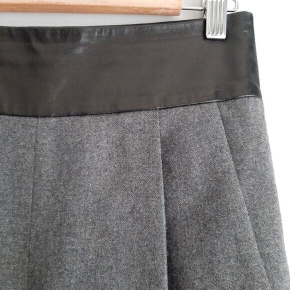 Diane von Furstenberg DVF / Ellis Leather Trim Waist High Rise Gray Trousers 4 - Picture 6 of 16